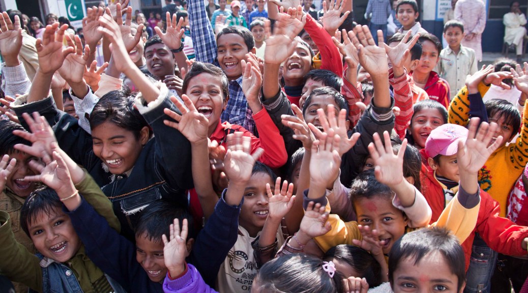 Mob of children in Janakpur